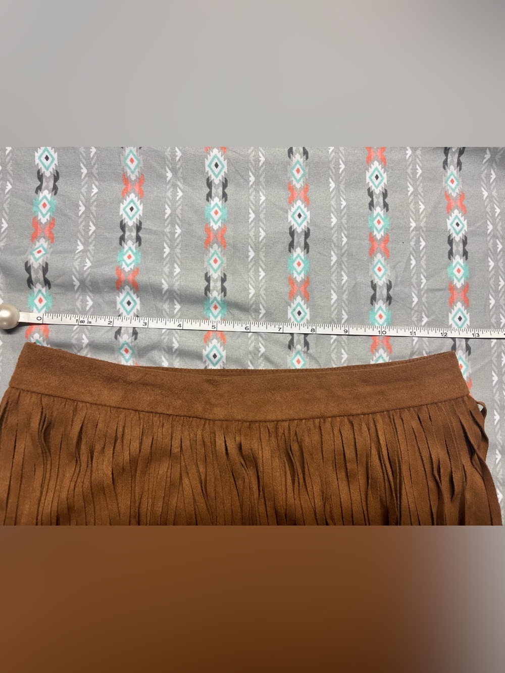 🍄Jolt Brown Suede Fringe Mini Skirt - Picture 3 of 4